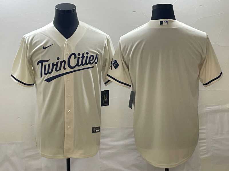 Mens Minnesota Twins Blank Cream Cool Base Stitched Baseball Jersey->minnesota twins->MLB Jersey